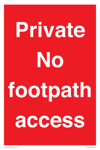 Private No footpath access